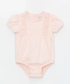 LC Waikiki Pembe Bisiklet Yaka Kısa Kollu Kız Bebek Çıtçıtlı Body