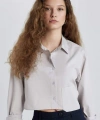 Defacto Oversize Geniş Kalıp Crop Poplin Uzun Kollu Gömlek