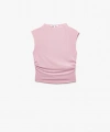 Koton Drapeli Dik Yaka Kolsuz Crop Slim Fit Üst