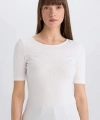 Defacto Slim Fit Dar Kesim Bisiklet Yaka Basic Düz Fitilli Kaşkorse Tişört