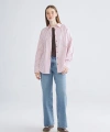 LC Waikiki Pembe Çizgili Oversize Poplin Kadın Gömlek