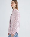 LC Waikiki Pembe Çizgili Oversize Poplin Kadın Gömlek