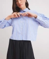 Defacto Relax Fit Çizgili Poplin Uzun Kollu Gömlek