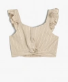 Koton Crop Bluz Fırfırlı Kolsuz Pamuklu
