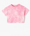 Koton Crop Tişört Batik Desenli Kısa Kollu Pamuklu