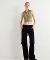 Koton Kolsuz Crop Gömlek Slim Fit Korse Detaylı