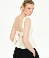 LC Waikiki Ekru Kayık Yaka Peplum Bluz