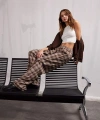 Defacto Straight Fit Kareli Kumaş Pantolon Kareli Normal Bel
