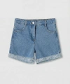 LC Waikiki İndigo Fiyonk Nakışlı Kız Çocuk Jean Şort