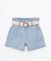 LC Waikiki Basic Kemerli Kız Çocuk Jean Şort