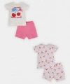 Defacto %100 Pamuklu Meyve Desenli Beli Lastikli 4lü Pijama Takımı Kız Bebek