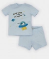 Defacto %100 Pamuklu Yıldız Desenli Beli Lastikli Pijama Takımı Erkek Bebek