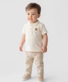 LC Waikiki baby Ekru Polo Yaka Nakışlı Erkek Bebek Takım