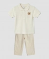 LC Waikiki baby Ekru Polo Yaka Nakışlı Erkek Bebek Takım
