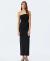 Koton Slim Fit Drapeli Midi Boy Straplez Elbise