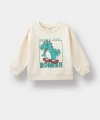 Defacto Bisiklet Yaka Dinozor Baskılı İçi Yumuşak Tüylü Sweatshirt Erkek Bebek