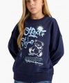 Defacto Oversize Geniş Kalıp Bisiklet Yaka Baskılı Sweatshirt Kız Çocuk
