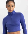 DeFacto Slim Fit Dar Kesim Fermuarlı Dik Yaka Sporcu Uzun Kollu Tişört
