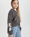 Defacto Kapüşonlu Fermuarlı Sweatshirt Kız Çocuk