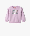 KOTON Fırfırlı Baskılı Sweatshirt Uzun Kollu Bisiklet Yaka Şardonlu