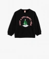 Koton Sweatshirt Yılbaşı Temalı Pullu Payetli Şardonlu Pamuklu