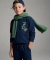 LC Waikiki Lacivert Bisiklet Yaka Baskılı Erkek Çocuk Kalın Sweatshirt