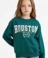 Defacto Relax Fit Bisiklet Yaka Baskılı Sweatshirt Kız Çocuk