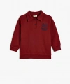 Koton Oversize Polo Sweatshirt Uzun Kollu İşleme Detaylı Düğmeli Şardonlu