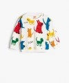 KOTON Sweatshirt Köpek Baskılı Uzun Kollu Bisiklet Yaka Pamuklu
