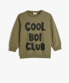 KOTON Sweatshirt Uzun Kollu Bisiklet Yaka Slogan Baskılı Şardonlu
