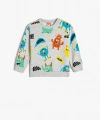 Koton Sweatshirt Canavar Baskılı Şardonlu Bisiklet Yaka