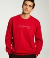 LC Waikiki Kırmızı Bisiklet Yaka Uzun Kollu Baskılı Erkek Sweatshirt