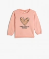Koton Sweatshirt Şardonlu Bisiklet Yaka Baskılı Pamuklu