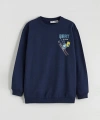 LC Waikiki Lacivert Baskılı Erkek Çocuk Sweatshirt