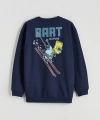 LC Waikiki Lacivert Baskılı Erkek Çocuk Sweatshirt