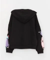LC Waikiki Siyah Baskılı Uzun Kollu Kız Çocuk Hoodie