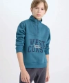 Defacto Yarım Fermuarlı Dik Yaka Baskılı Sweatshirt Erkek Çocuk