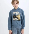 Defacto Pamuklu Regular Fıt Uzun Kollu Kapüşonlu Baskılı Sweatshirt Erkek Çocuk