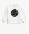 KOTON Çift Taraflı Pul-Payet İşlemeli Sweatshirt Bisiklet Yaka