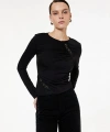Koton Slim Fit Dantel Detaylı Drapeli Uzun Kollu Bluz