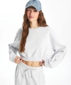 LC Waikiki Bisiklet Yaka Düz Oversize Crop Kadın Sweatshirt