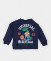 Defacto Bisiklet Yaka Dinozor Baskılı Sweatshirt Erkek Bebek