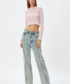 Koton Uzun Kollu Body Crop Kayık Yaka Yumuşak Dokulu Slim Fit
