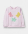 Defacto Bisiklet Yaka Baskılı İçi Yumuşak Tüylü Sweatshirt Kız Bebek