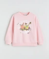 LC Waikiki Pembe Baskılı Kız Çocuk Kalın Sweatshirt