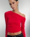 Defacto Slim Fit Dar Kesim Tek Omuzlu Ribana Basic Düz Uzun Kollu Tişört D4970AX24AU