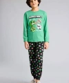 Defacto %100 Pamuk Regular Fit Elastik Bel Desenli 2li Bej Pijama Takımı Erkek Çocuk