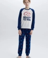 Defacto Erkek Çocuk Polar Pijama Takımı Baskılı Uzun Kollu Üst Beli Lastikli Uzun Alt