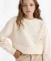 KDefacto Okul Relax Fit Uzun Kollu Ekru Pamuklu Bisiklet Yaka Basic Sweatshirt Kız Çocuk A2797A825AU