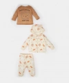 Defacto Erkek Bebek 3lü Takım Ayı Baskılı Sweatshirt Kapüşonlu Hırka Beli Lastikli Alt D6022A524WN